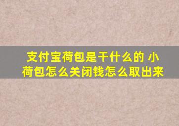 支付宝荷包是干什么的 小荷包怎么关闭钱怎么取出来